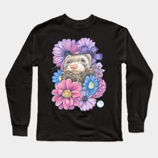 Ferret And Flowers Long Sleeve T-Shirt